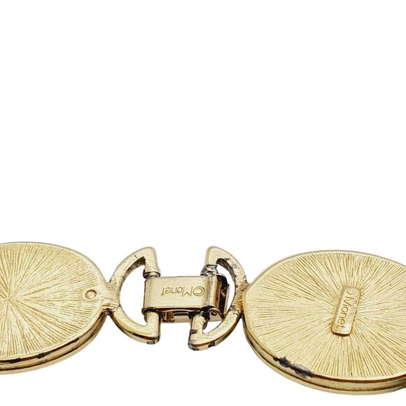 Monet Green Lucite Choker Vintage Oval Domed Acrylic Necklace Ribbed Melon - Picture 10 of 11